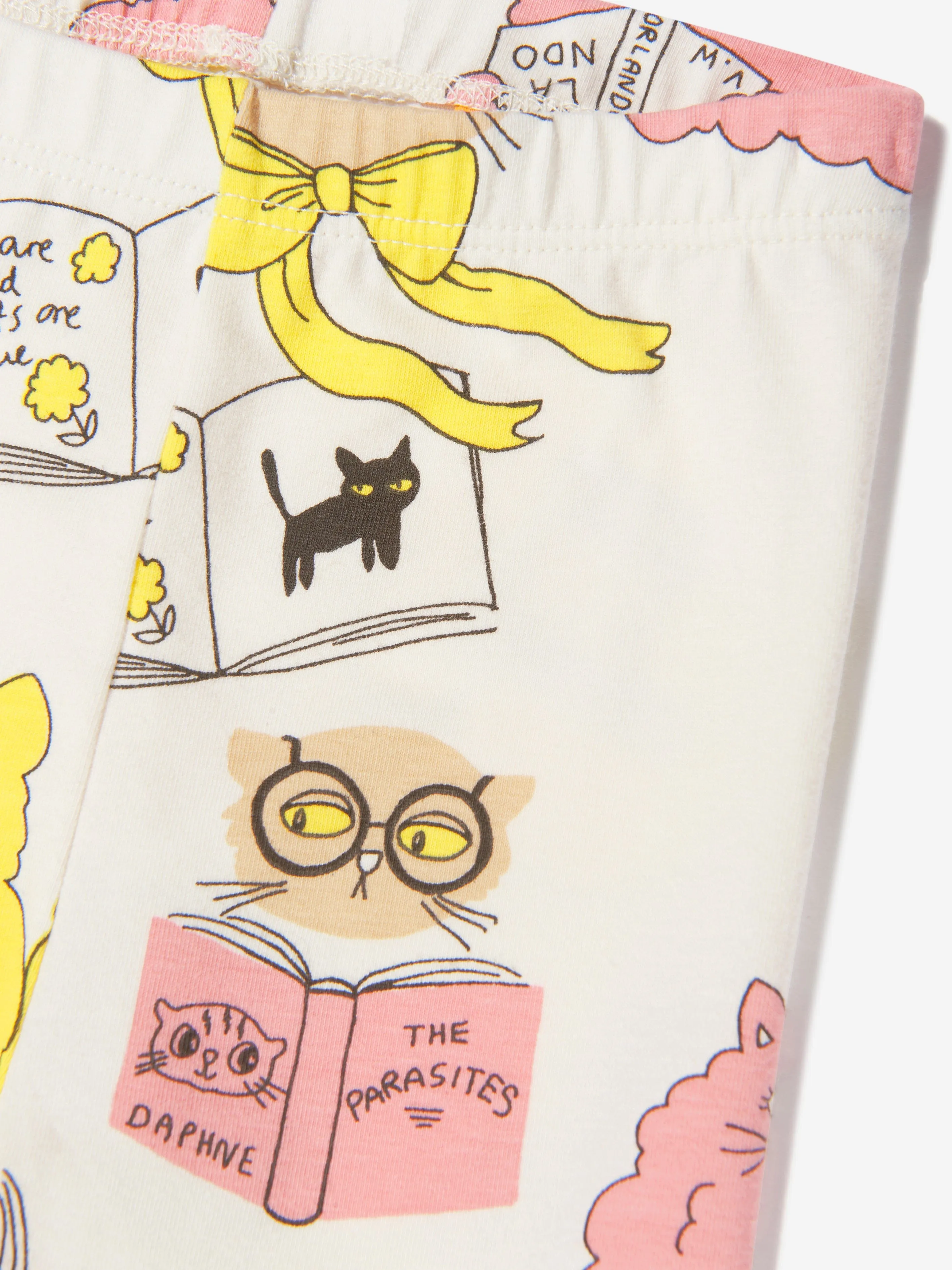 Mini Rodini Baby Girls Organic Cotton Cat Leggings In White
