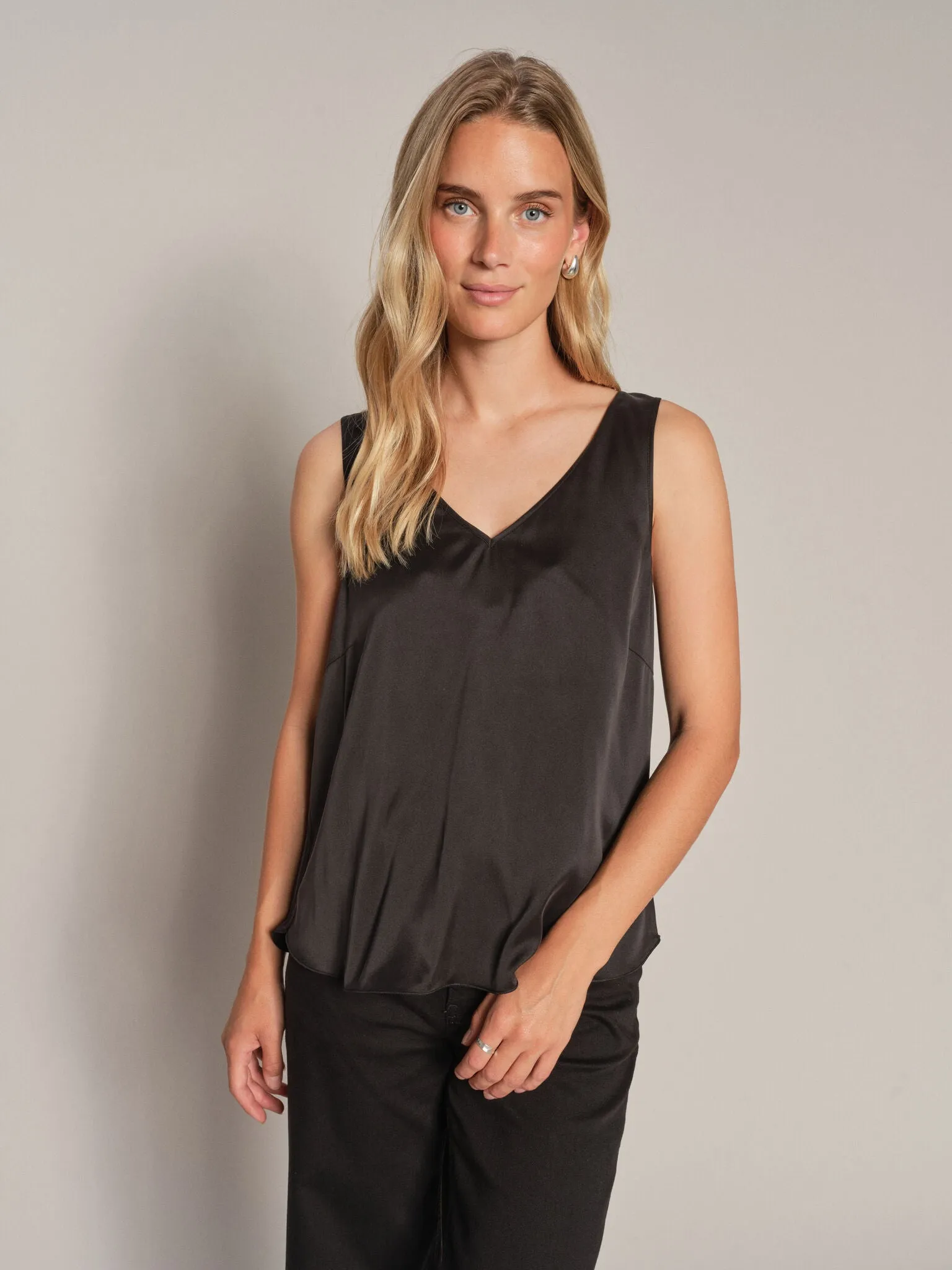 MMAstrid V-Neck Silk Tank Top