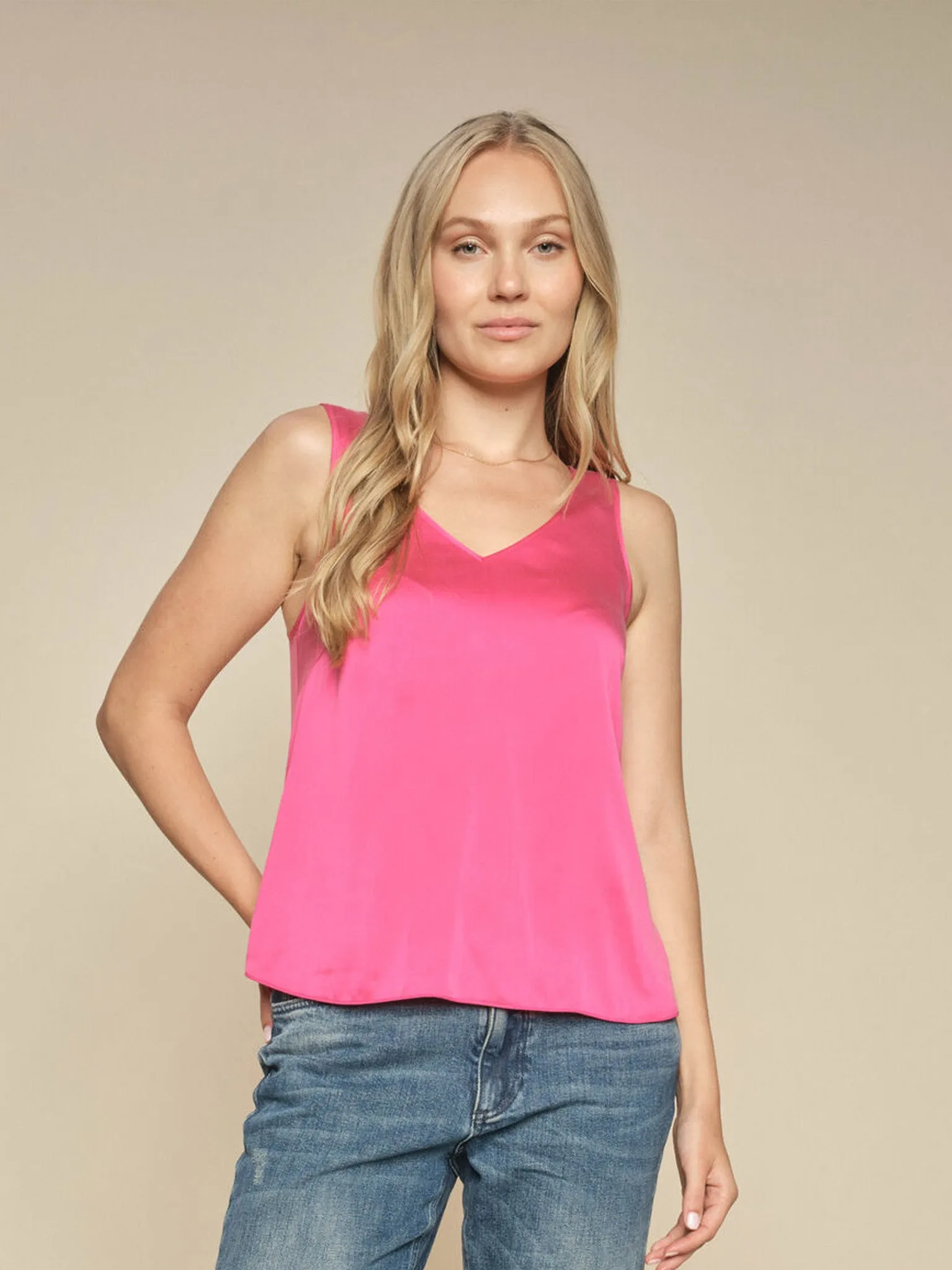 MMAstrid V-Neck Silk Tank Top