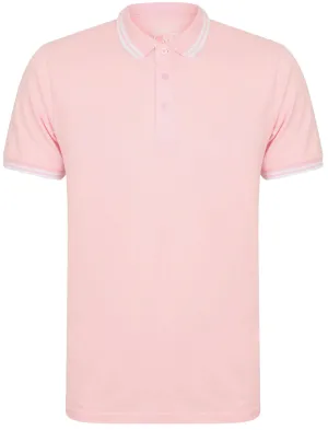 Nova Cotton Pique Polo Shirt In Baby Pink - South Shore