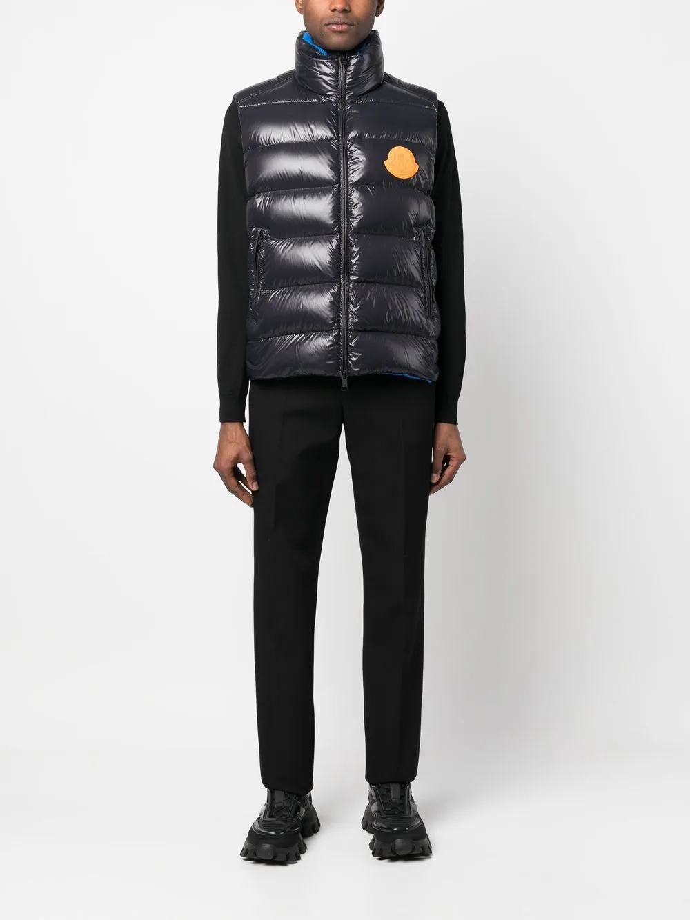 padded logo-patch gilet