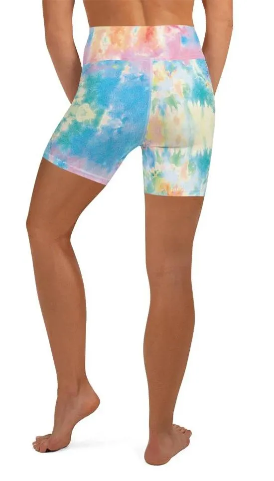 Pastel Tie Dye Yoga Shorts