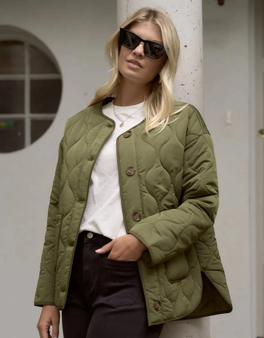 Peak Quilted Jacket - Khaki