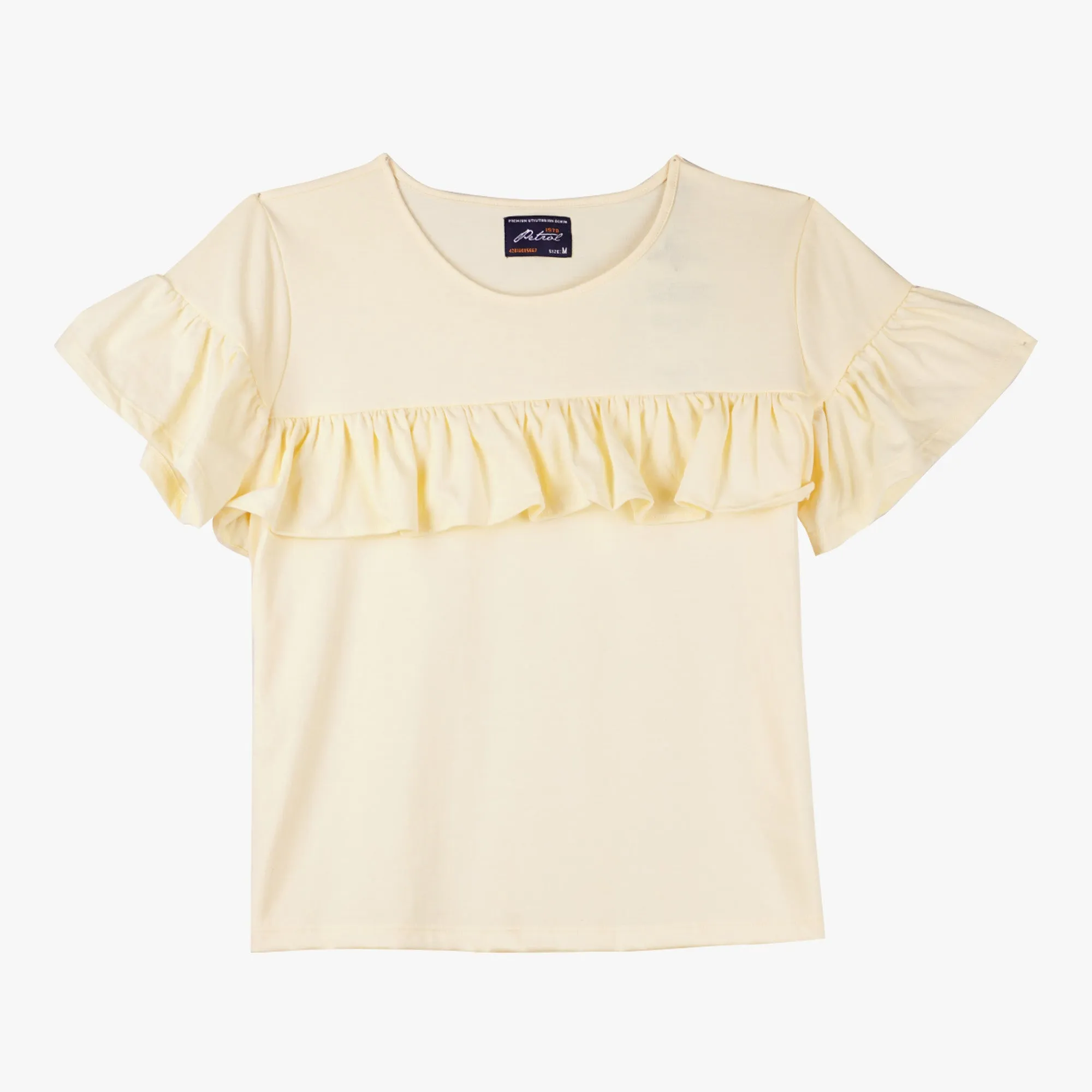 Petrol Ladies Basic Tees Boxy Fitting CVC Jersey Fabric Trendy Fashion Casual Top 156823 (Frost)