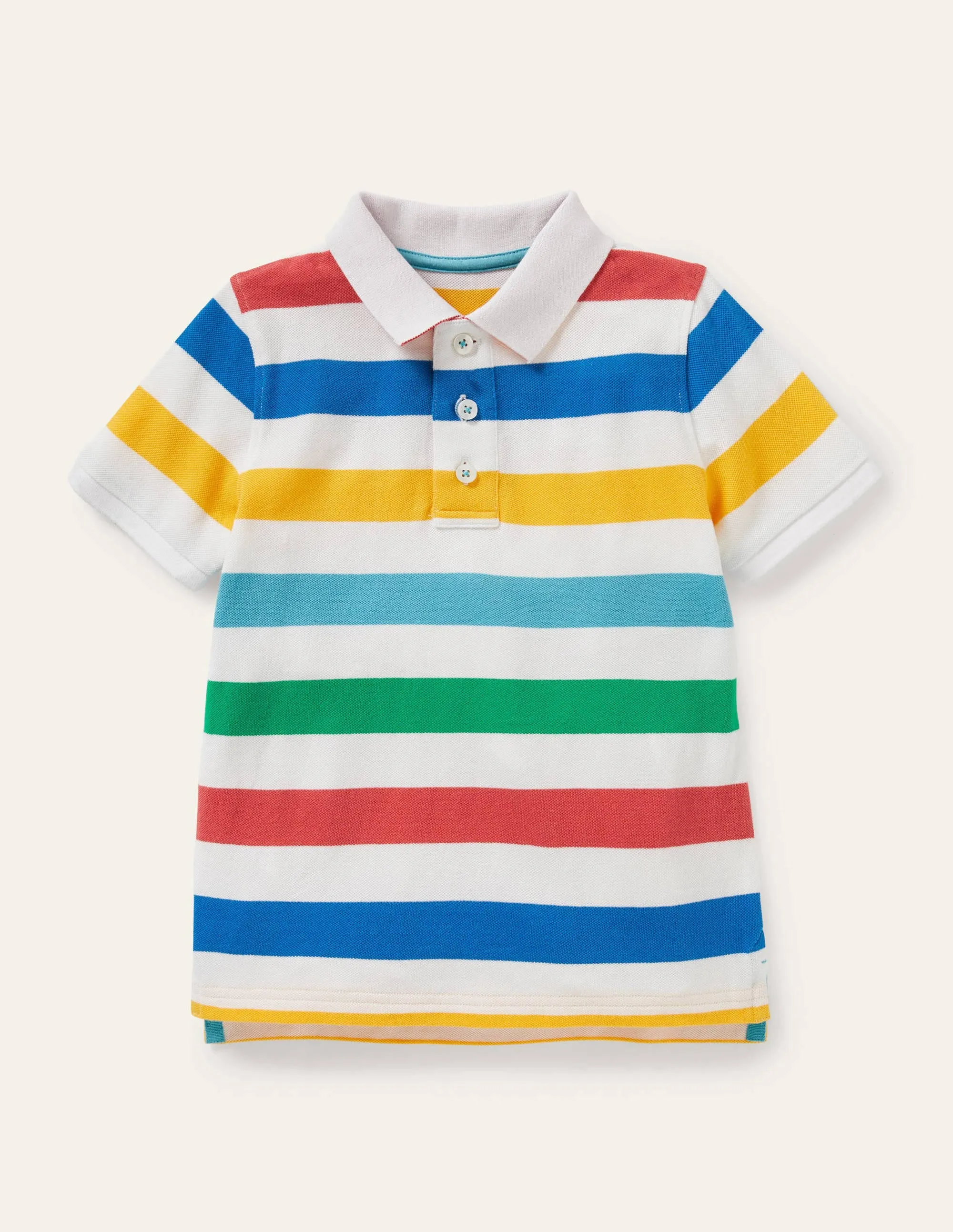 Piqué Polo Shirt-Multi Rainbow Stripe