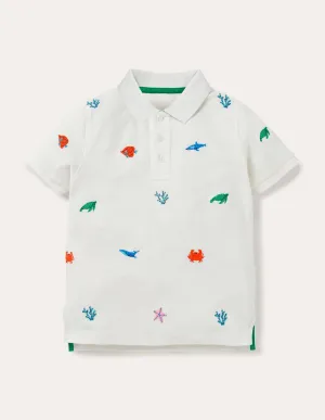 Piqué Polo Shirt-White Sea Creatures