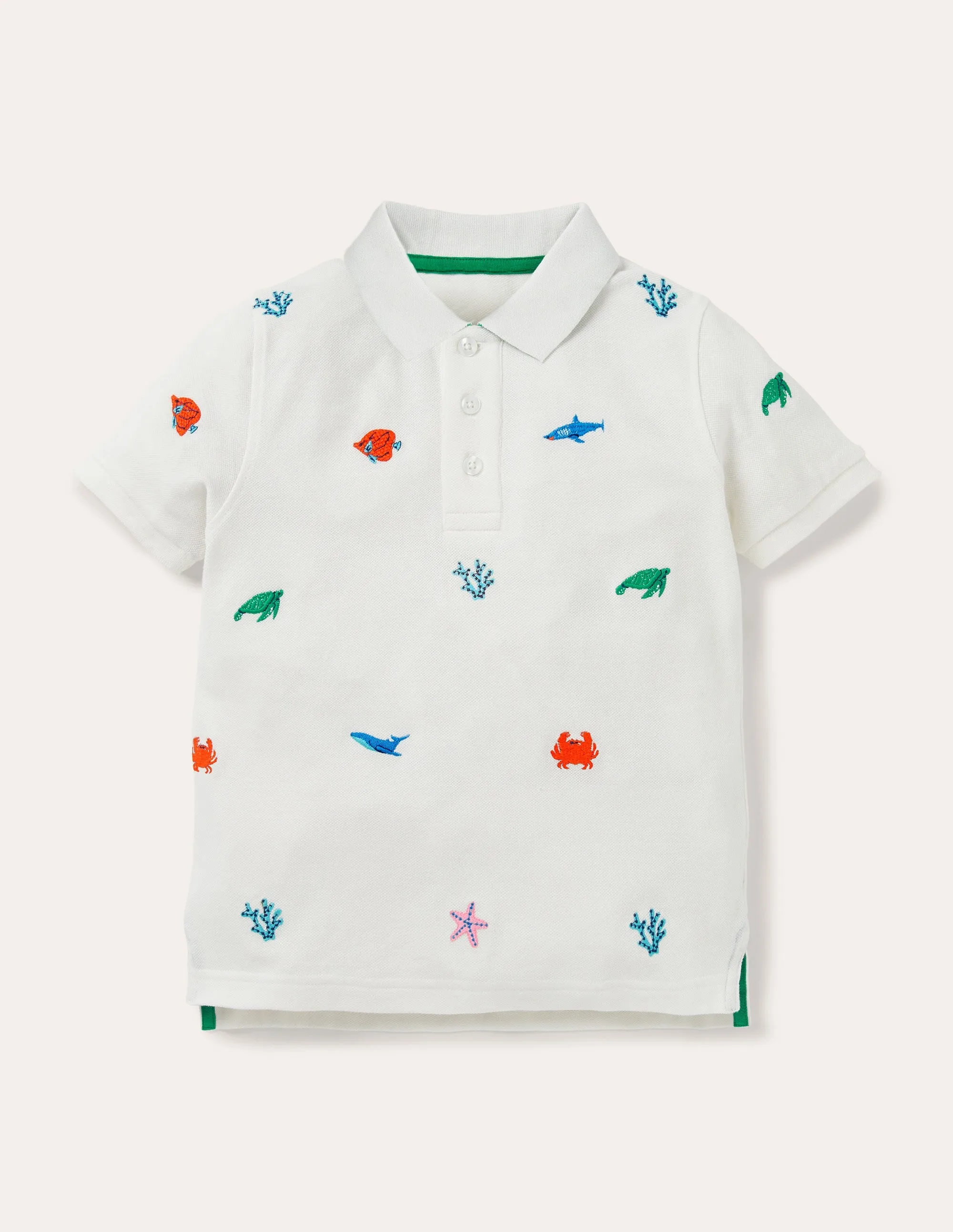Piqué Polo Shirt-White Sea Creatures