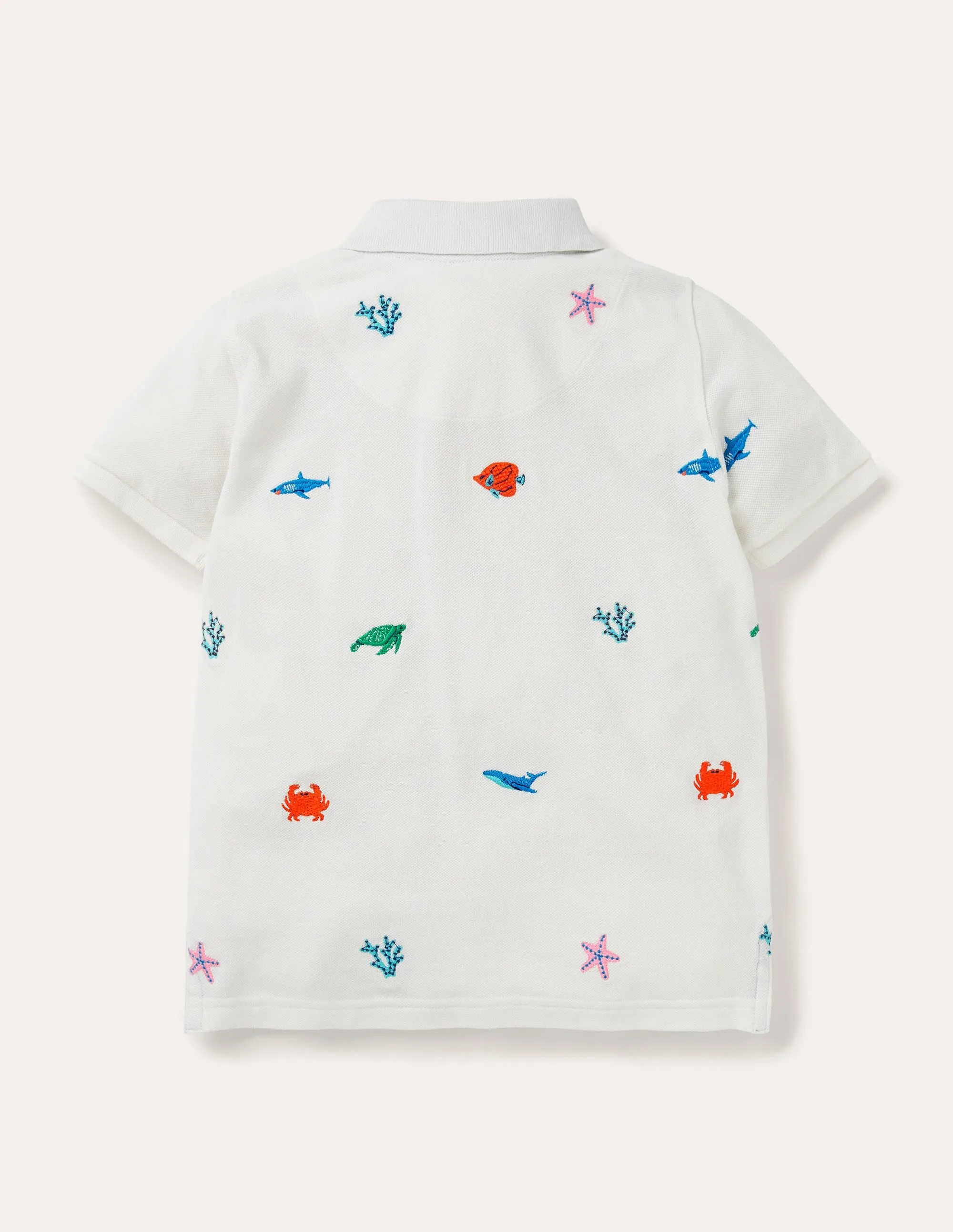 Piqué Polo Shirt-White Sea Creatures