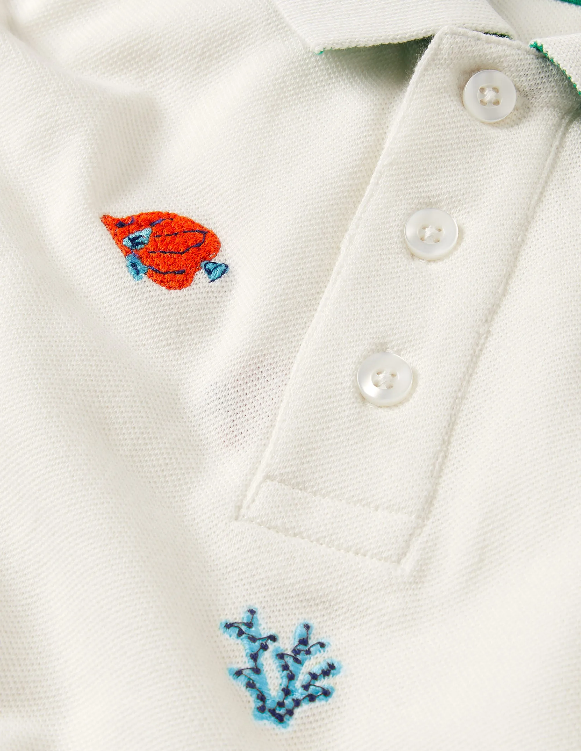 Piqué Polo Shirt-White Sea Creatures