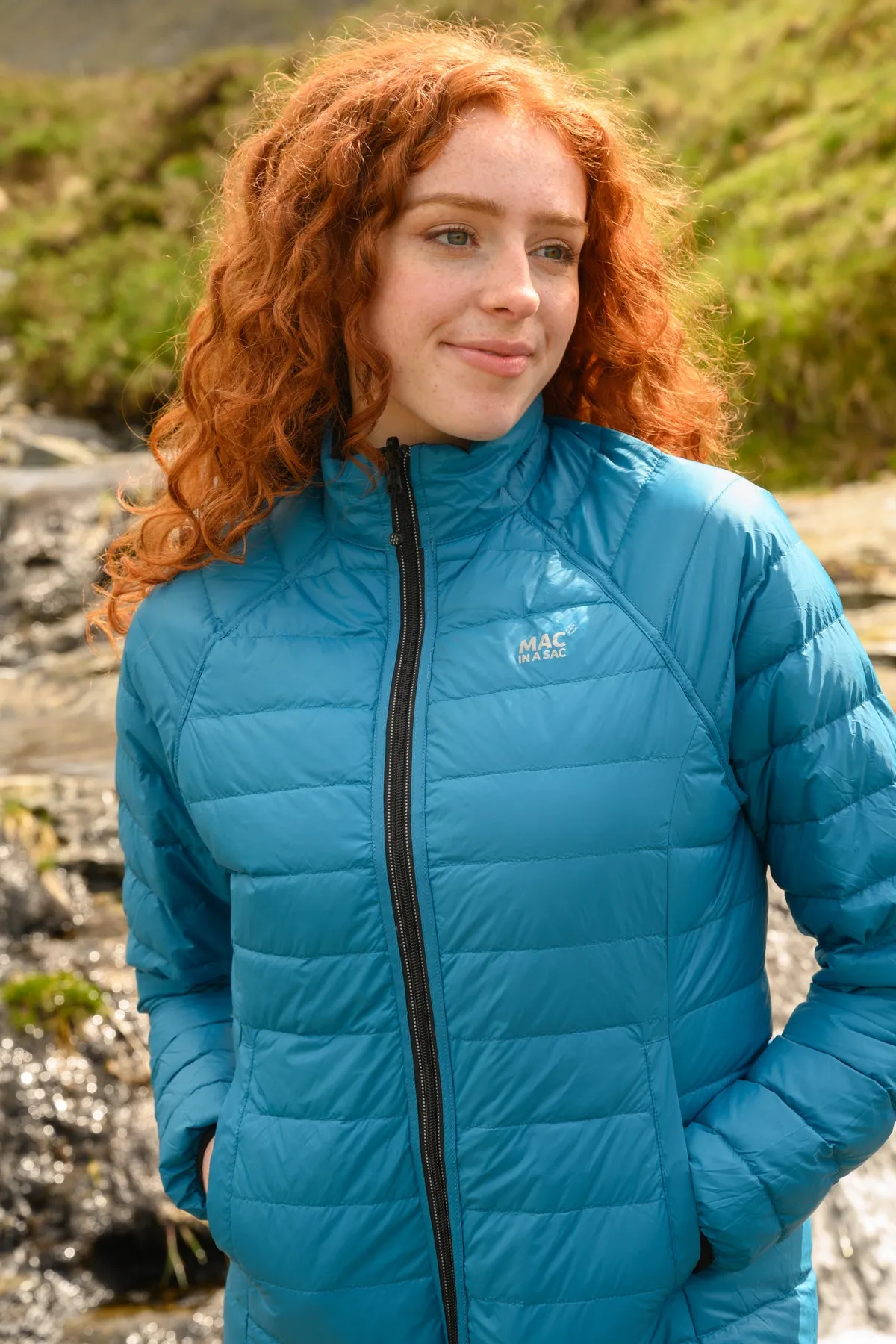 Polar - Packable Women's Down Jacket - Black Teal