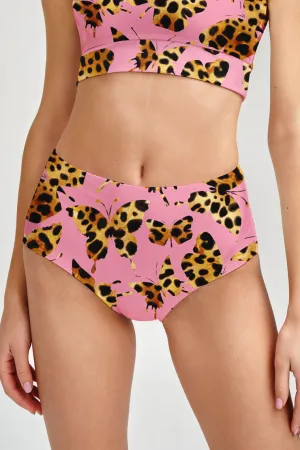 Quaintrelle Cara Pink Butterfly Printed Hipster Bikini Bottom - Women