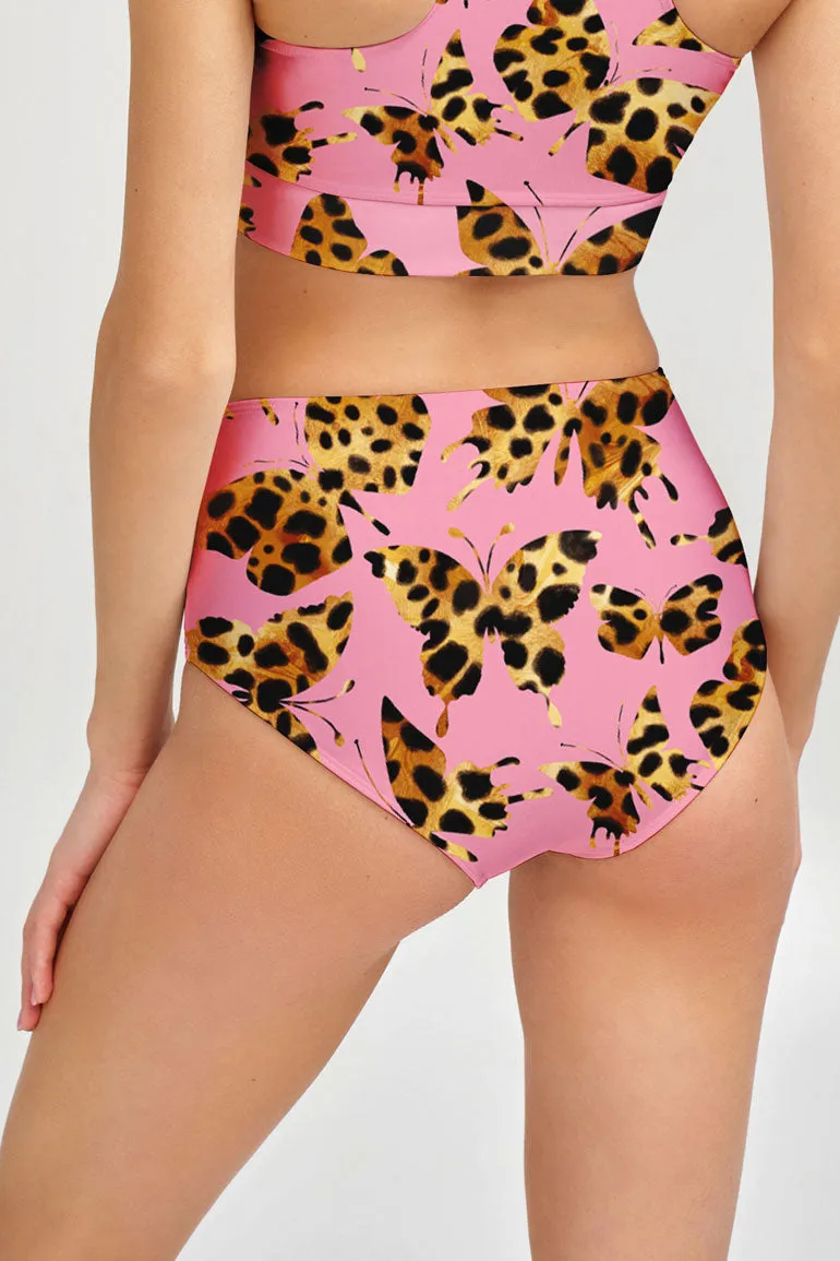 Quaintrelle Cara Pink Butterfly Printed Hipster Bikini Bottom - Women