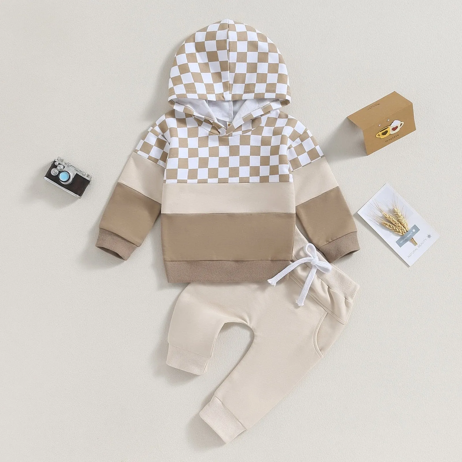 "Kayden" Sporty Checked 2 PC Warmup Set