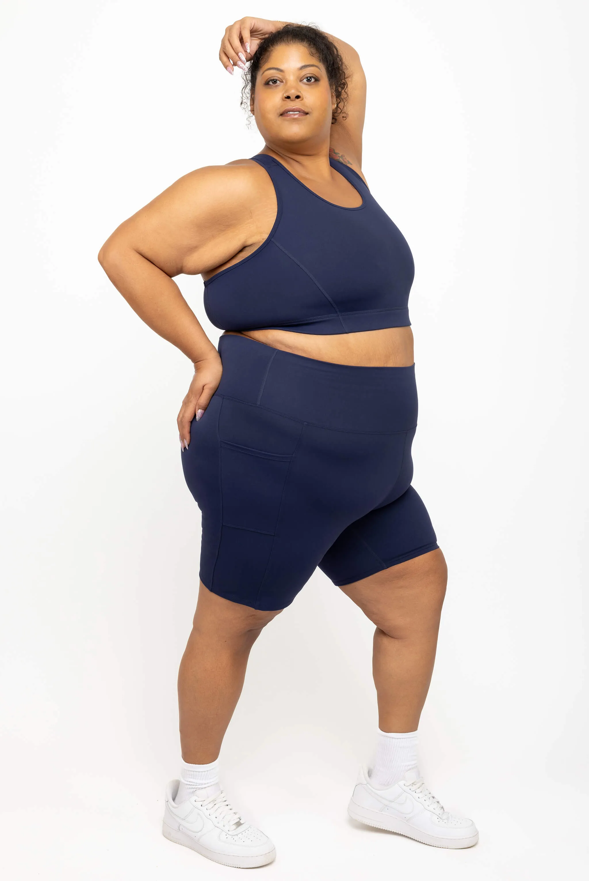 Racerback Sports Bra - Navy