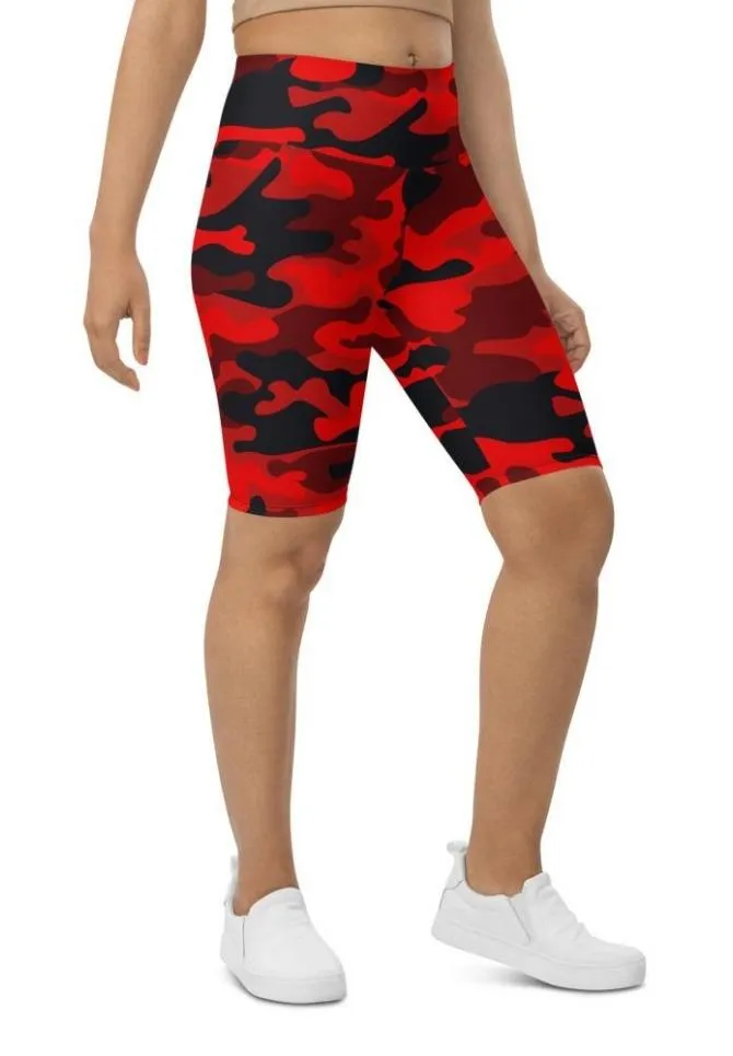 Red Camo Biker Shorts
