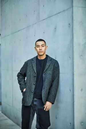 Relax Fit Harris Tweed Jacket Black