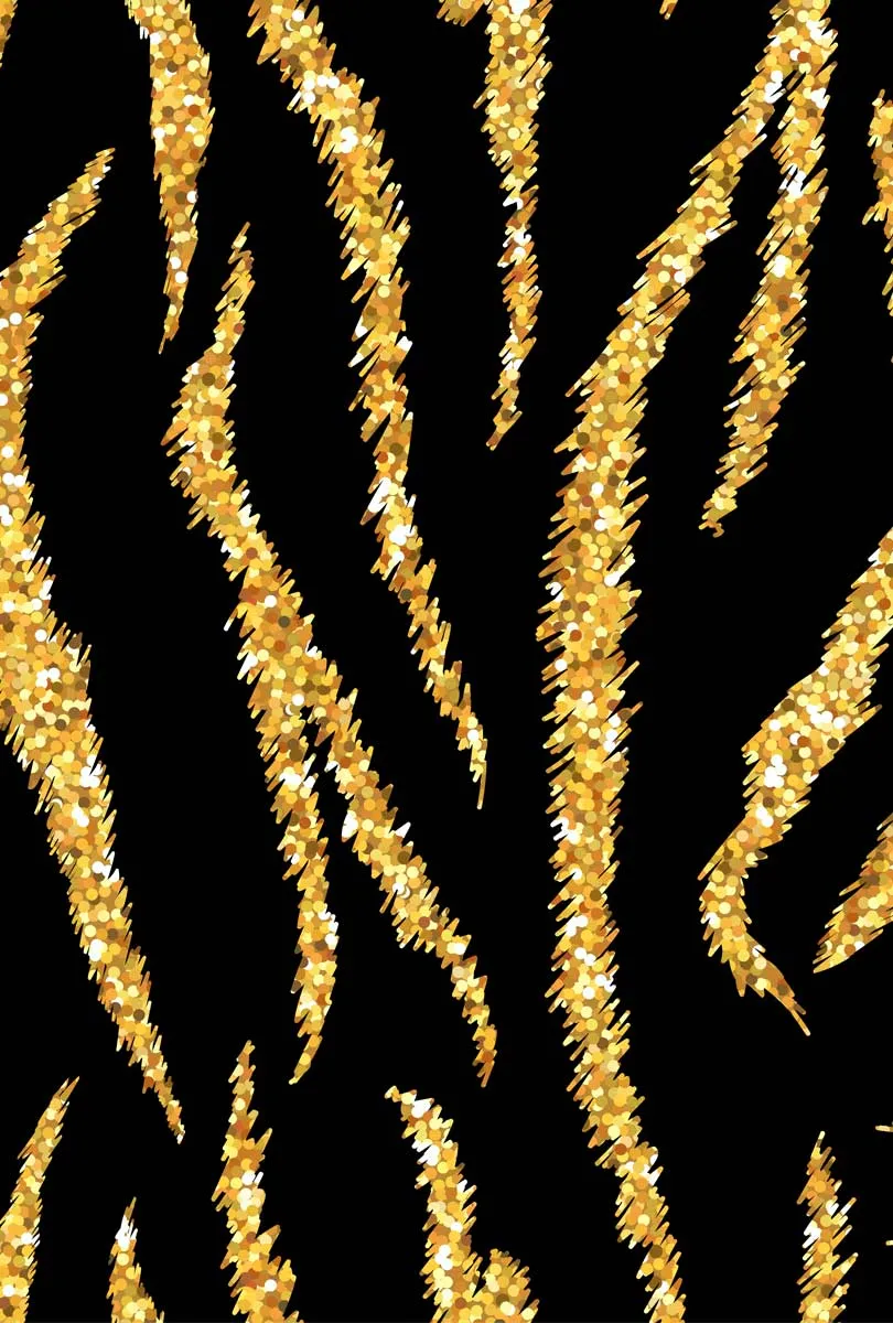 Roarsome Cara Black Gold Tiger Printed Hipster Bikini Bottom - Women