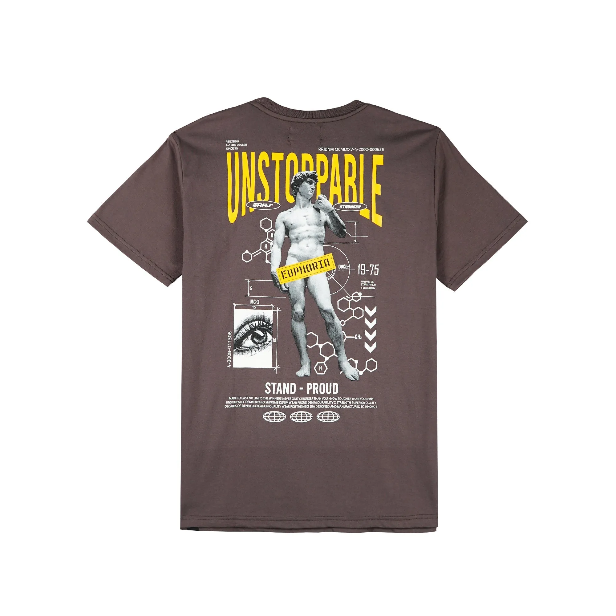 RRJ Basic Tees for Men Semi Body Fitting Shirt With Back Print Graphic CVC Jersey Fabric Round Neck Trendy fashion Casual Top Pavement T-shirt for Men 148084-U (Pavement)