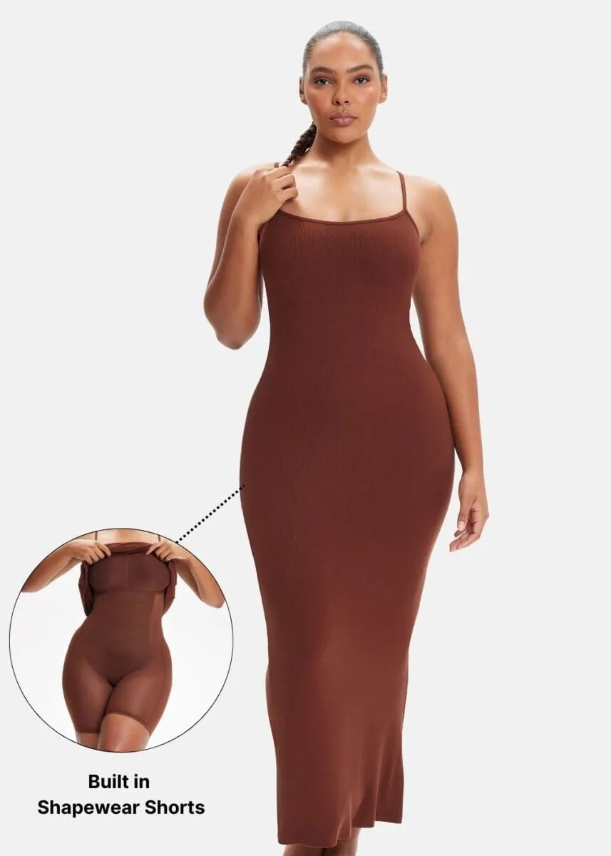 SecretSculpt Spaghetti Strap Midi Dress