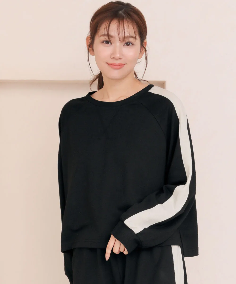 Side-line Sweat Long Sleeve Top-and-Bottom Set