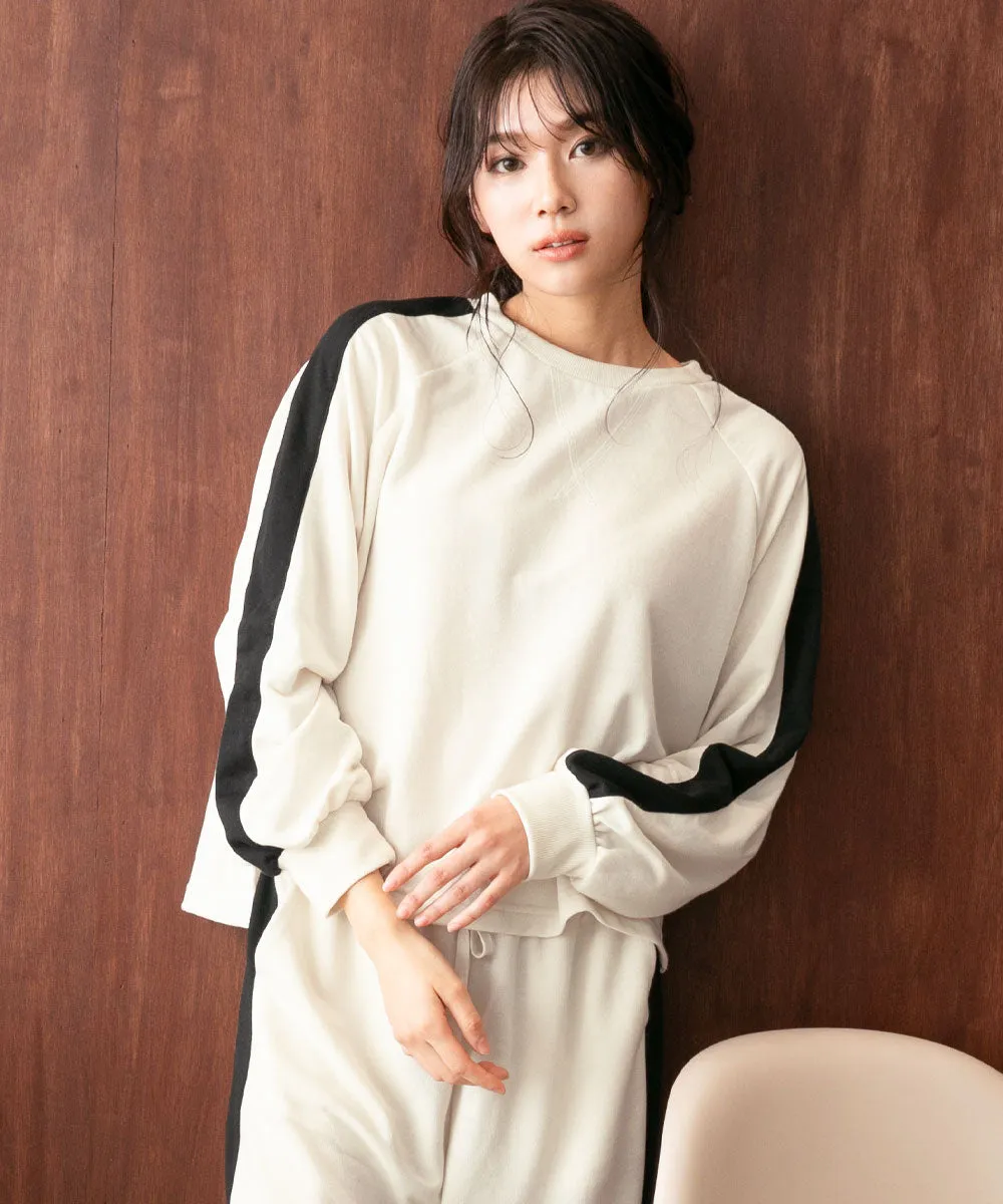 Side-line Sweat Long Sleeve Top-and-Bottom Set