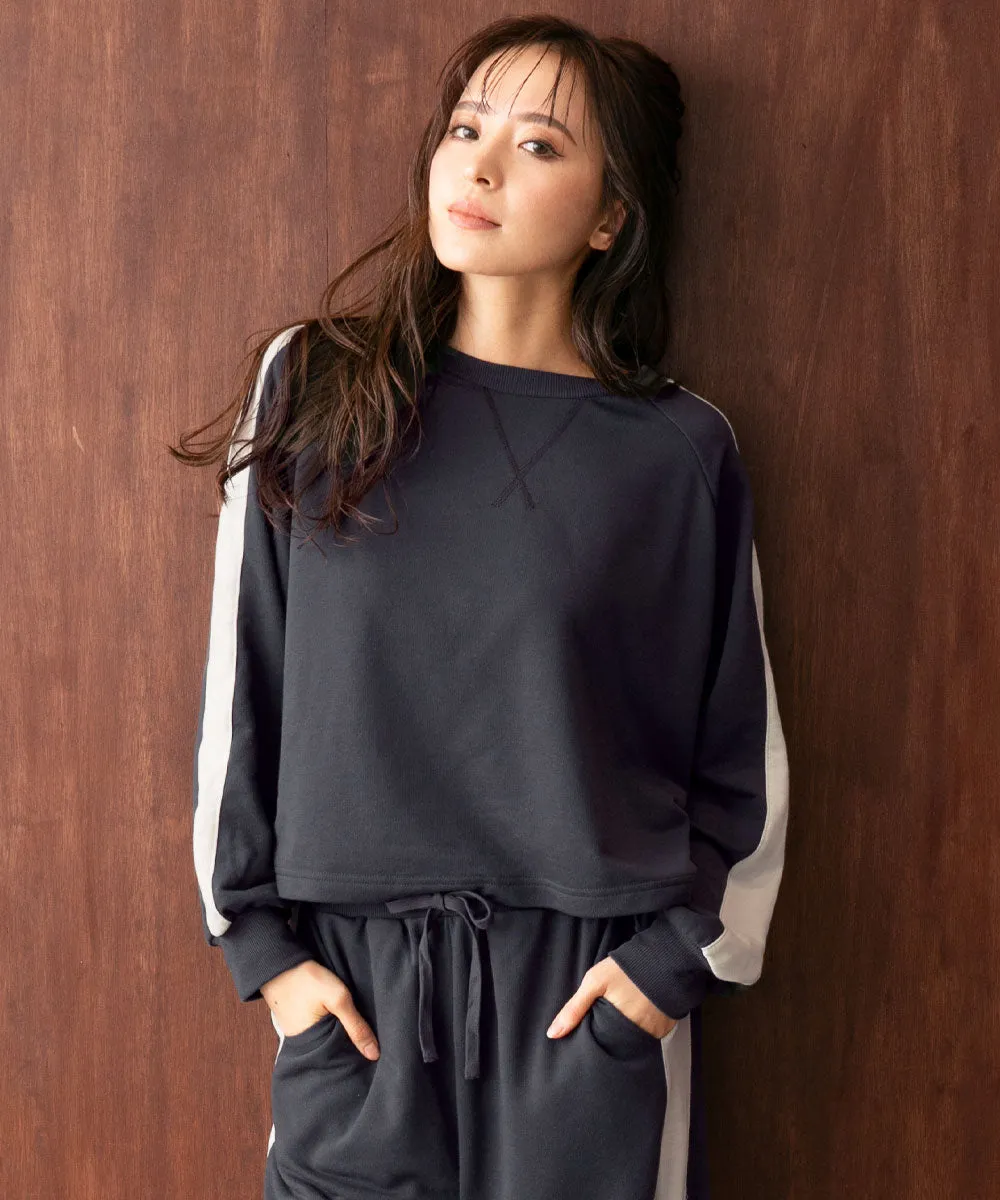 Side-line Sweat Long Sleeve Top-and-Bottom Set