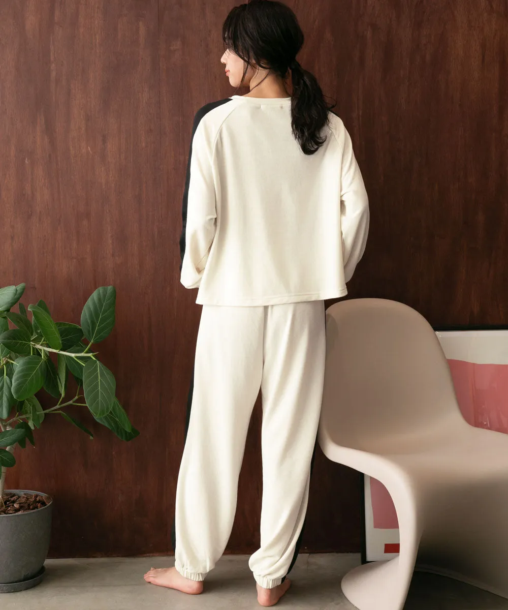 Side-line Sweat Long Sleeve Top-and-Bottom Set
