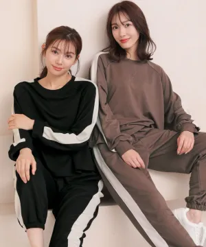 Side-line Sweat Long Sleeve Top-and-Bottom Set