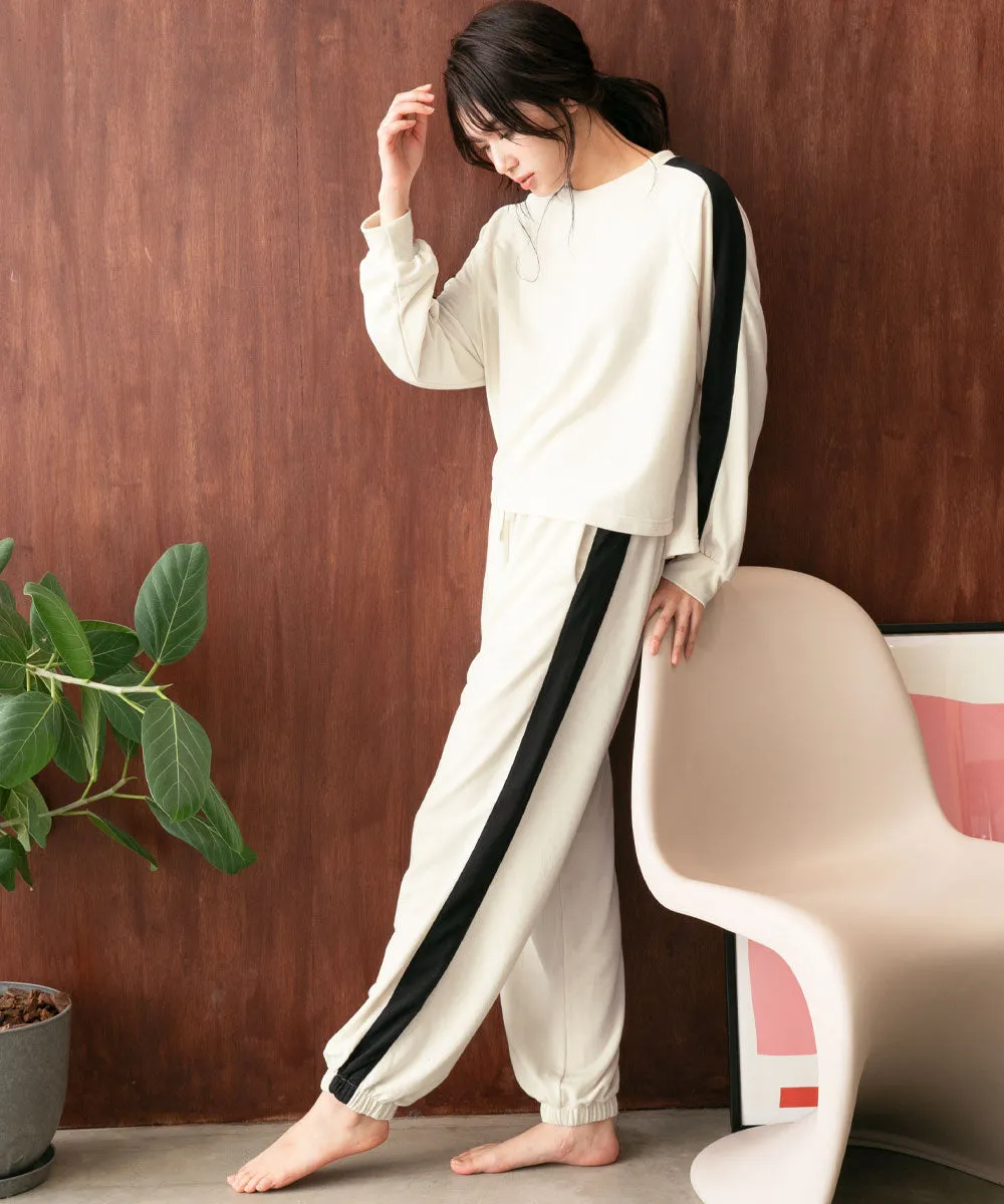 Side-line Sweat Long Sleeve Top-and-Bottom Set
