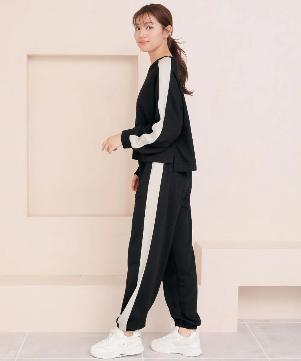 Side-line Sweat Long Sleeve Top-and-Bottom Set