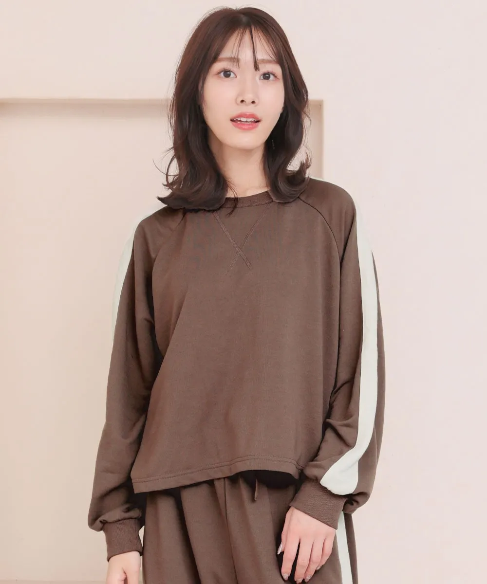 Side-line Sweat Long Sleeve Top-and-Bottom Set