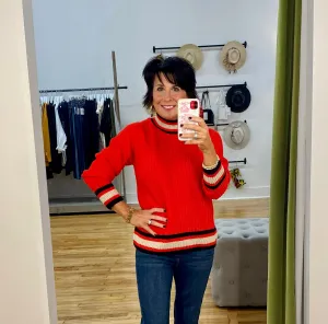 Sporty Stripe Sweater in Red