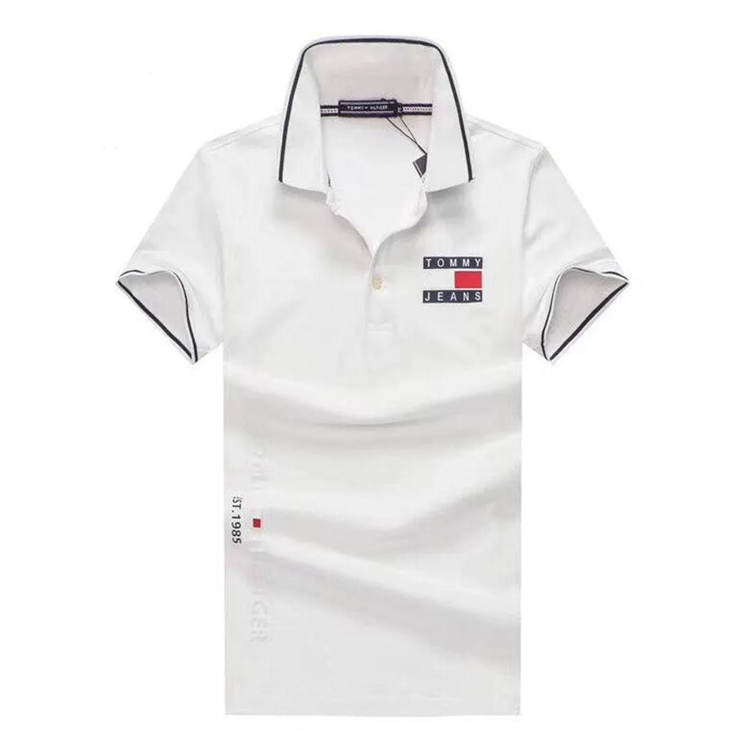 Tommy Hilfiger Printed Design Plain White Polo Shirt