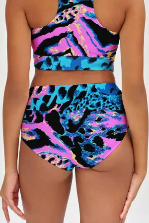 Trendsetter Cara Blue & Pink High-Waist Hipster Bikini Bottom - Women