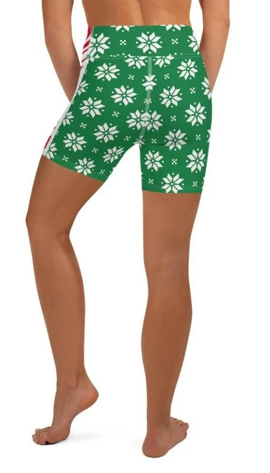 Two-Side Pattern Christmas Yoga Shorts
