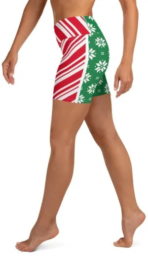 Two-Side Pattern Christmas Yoga Shorts