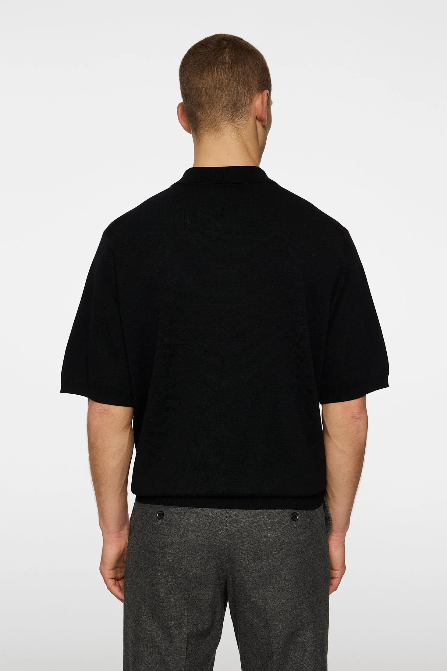 Tyler Quarter Zip Knit Polo / Black