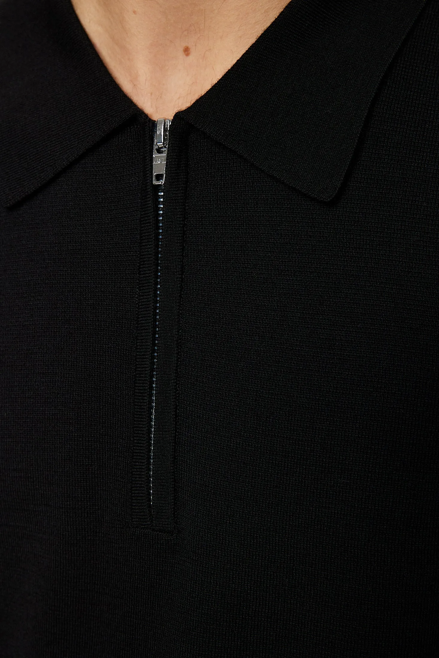 Tyler Quarter Zip Knit Polo / Black