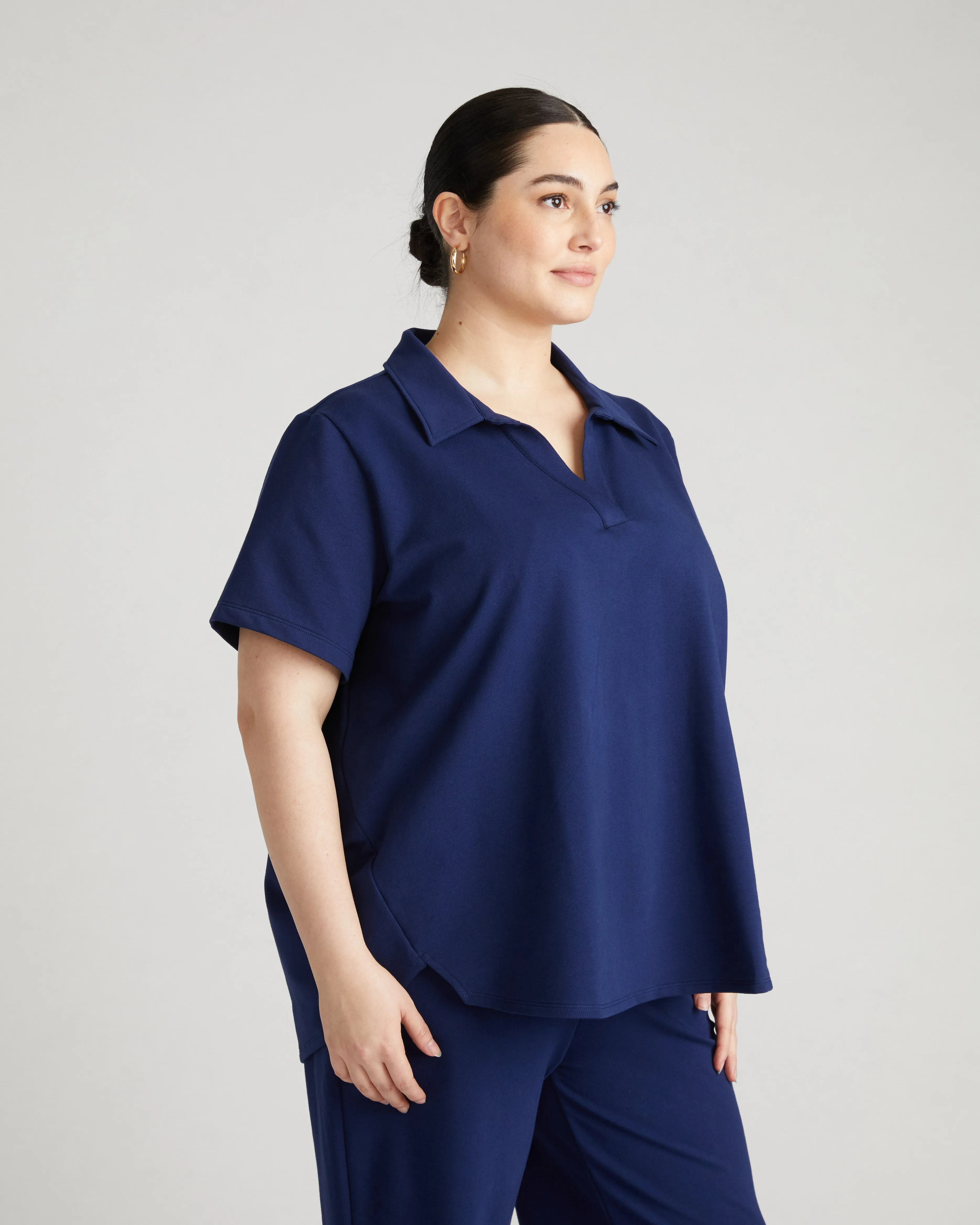 Varsity French Terry Polo Top - Cenote