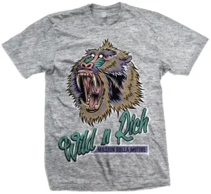 Wild N Rich -  Hyper Jade/ Bleached Coral/ Space Purple on Heather Grey T-Shirt